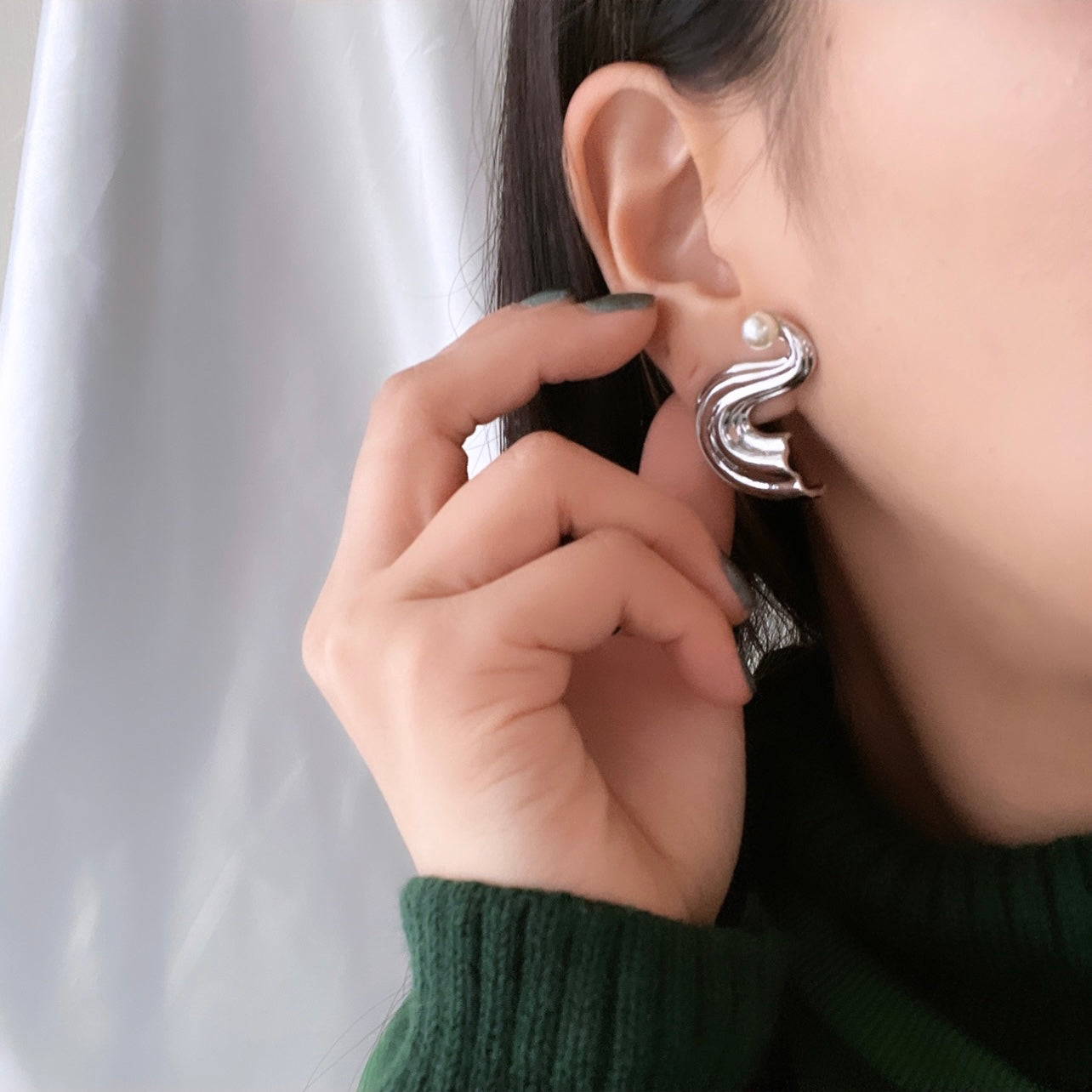 Pierce silver925 BDN/ピアス/アクセサリー/ジュエリー/レディース/金属アレルギー対応/silver925/シルバー925/結婚式/おしゃれ/プレゼント/誕生日/プレゼント/シンプル/大きい/大ぶり/変形  – Bouquet di notte